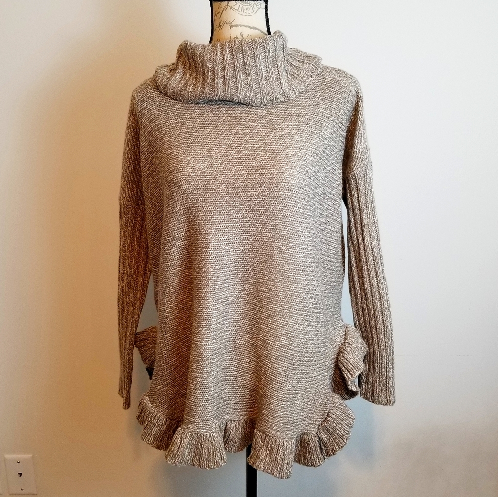 alya Marled Beige Turtleneck Sweater Dress